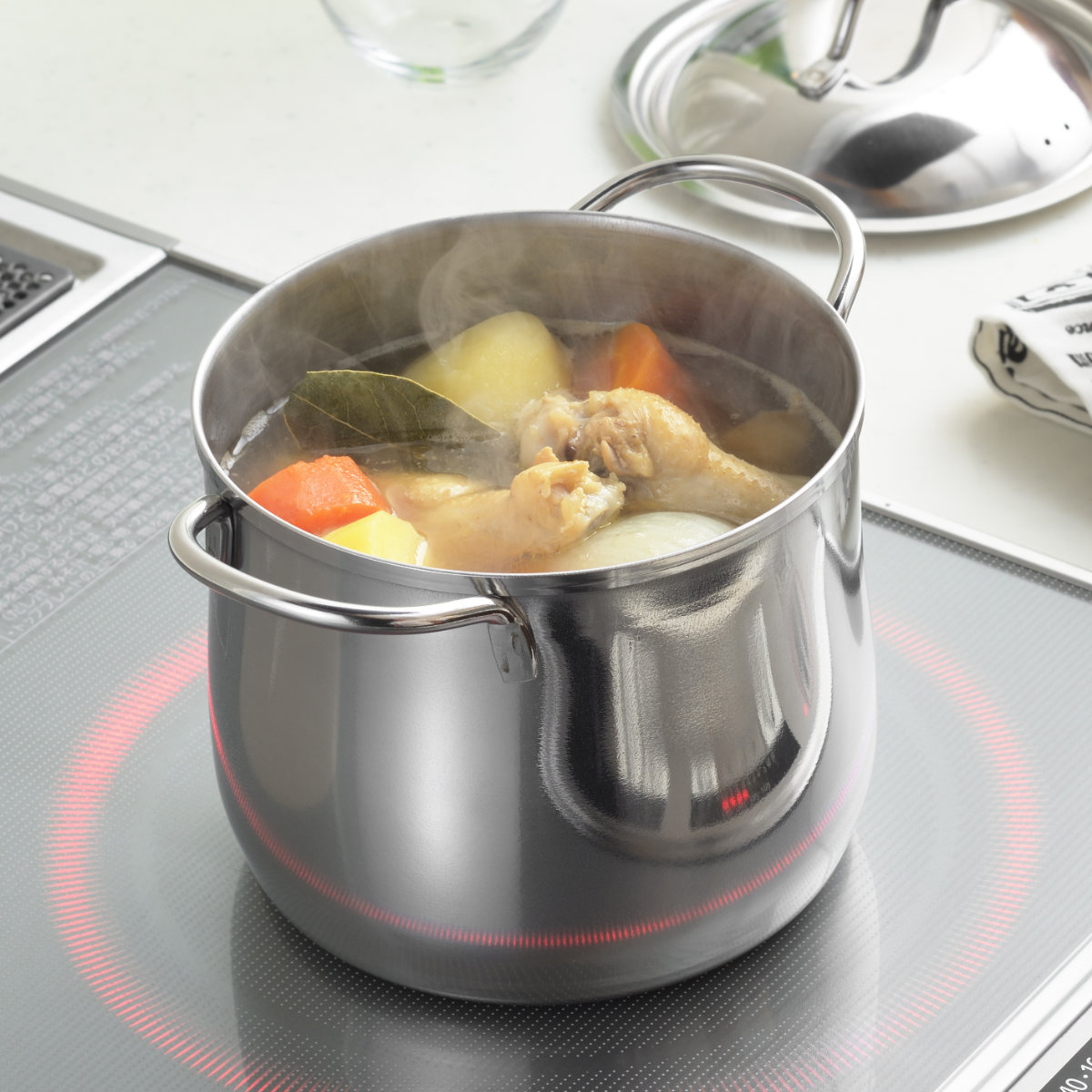 両手鍋 14cm 深型 IH対応 煮込み鍋 ステンレス製 日本製 ( ガス火対応 両手なべ パスタポット パスタ鍋 小鍋 14センチ ステンレス鍋 鍋 茹で鍋 蓋付き 深型鍋 コンパクト 国産 燕三条 )