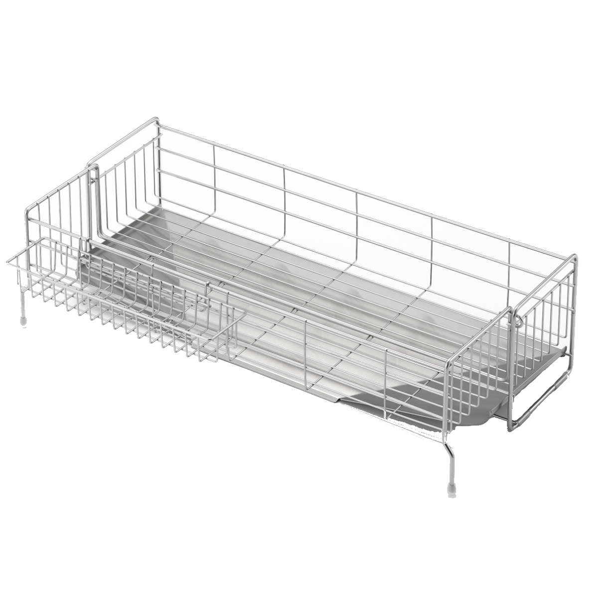 水切りラック シンクサイド 幅の広がる水切り 深型 奥行57cm ( 水切りかご 水切りトレー シンク上 スリム ステンレス 水切り シンク横 日本製 伸縮 おしゃれ コンパクト シンク 大容量 少量 ステンレス水切り ディッシュラック )