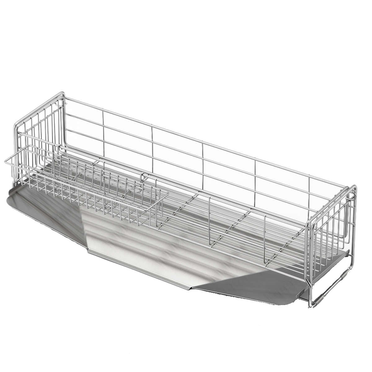 水切りラック シンクサイド 幅の広がる水切り 深型 奥行57cm ( 水切りかご 水切りトレー シンク上 スリム ステンレス 水切り シンク横 日本製 伸縮 おしゃれ コンパクト シンク 大容量 少量 ステンレス水切り ディッシュラック )