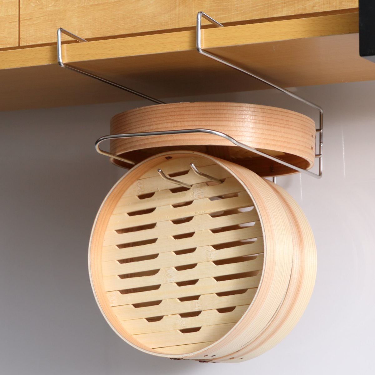 せいろ掛け 吊戸棚下収納 せいろも干せる 吊り戸棚用 引っ掛けラック ( せいろ収納 せいろ用フック 吊戸棚下 せいろ乾燥フック ステンレス 日本製 せいろ 保管 乾燥 収納 棚下収納 ペーパーホルダー フキン掛け 多機能 燕三条 )