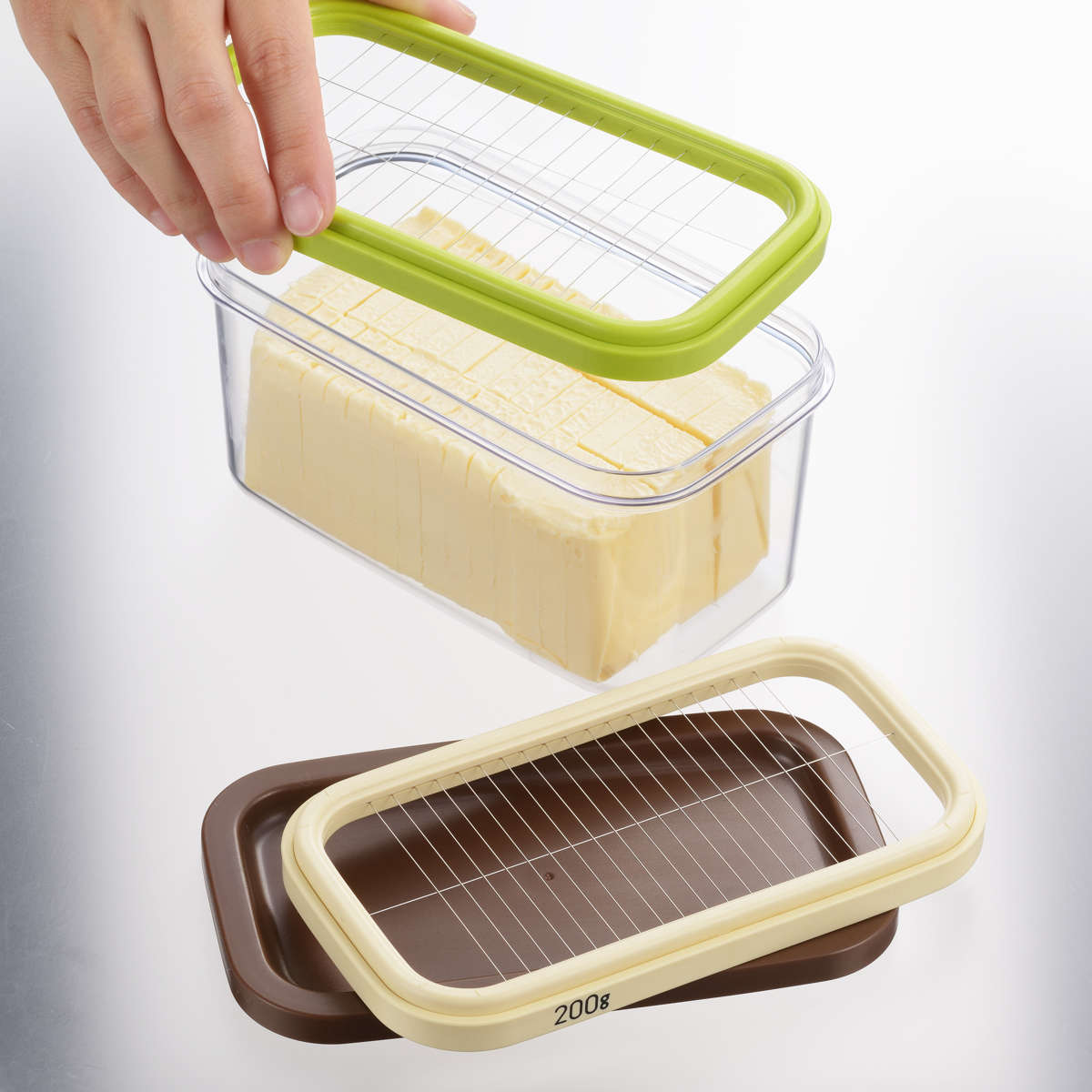 バターケース ホームベーカリー倶楽部 保存ができる バターカッター 200g用 450g用 ( 保存容器 日本製 カット バター入れ バター保存 プラスチック バター容器 蓋 カッター ワイヤーカッター お菓子作り ケース 冷蔵庫 )