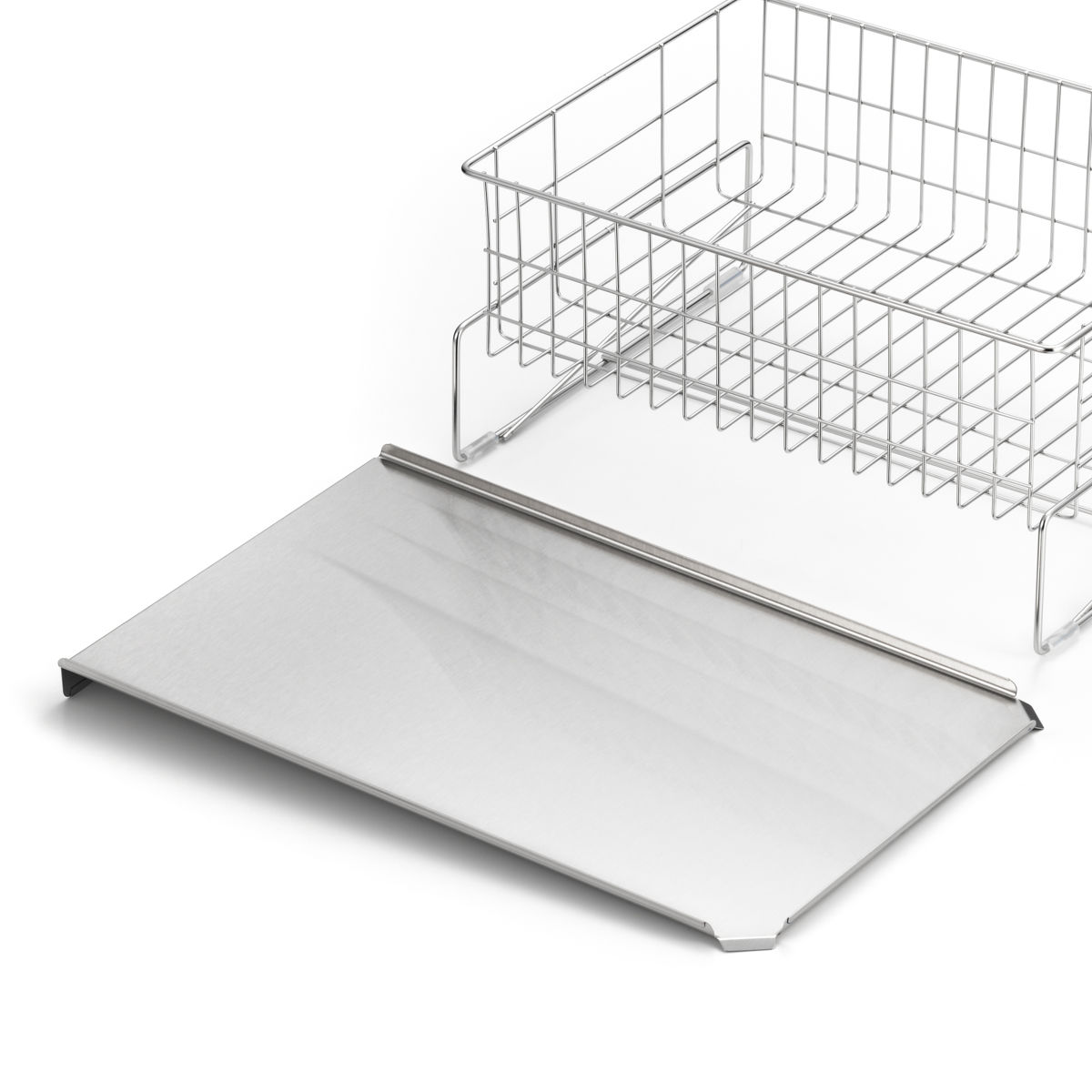 水切りラック 縦横左右に置ける 水切り 箸立て付き 排水式 ( 水切りかご ステンレス シンク横 食器乾燥ラック 日本製 バスケット ラック 皿立て ディッシュラック カトラリーポケット 受け皿 流れる サビにくい 丈夫 )