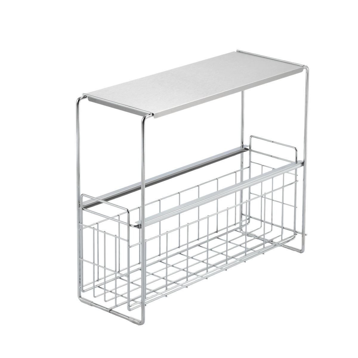 シンク下収納ラック スムーズに引き出せる シンク下 スライド収納 1段 幅15cm ( 引き出し付き スリム コンロ下 キッチンストッカー ステンレス スライドラック 隙間収納 引出し ワゴン キッチン 洗面所 収納 おしゃれ 日本製 )