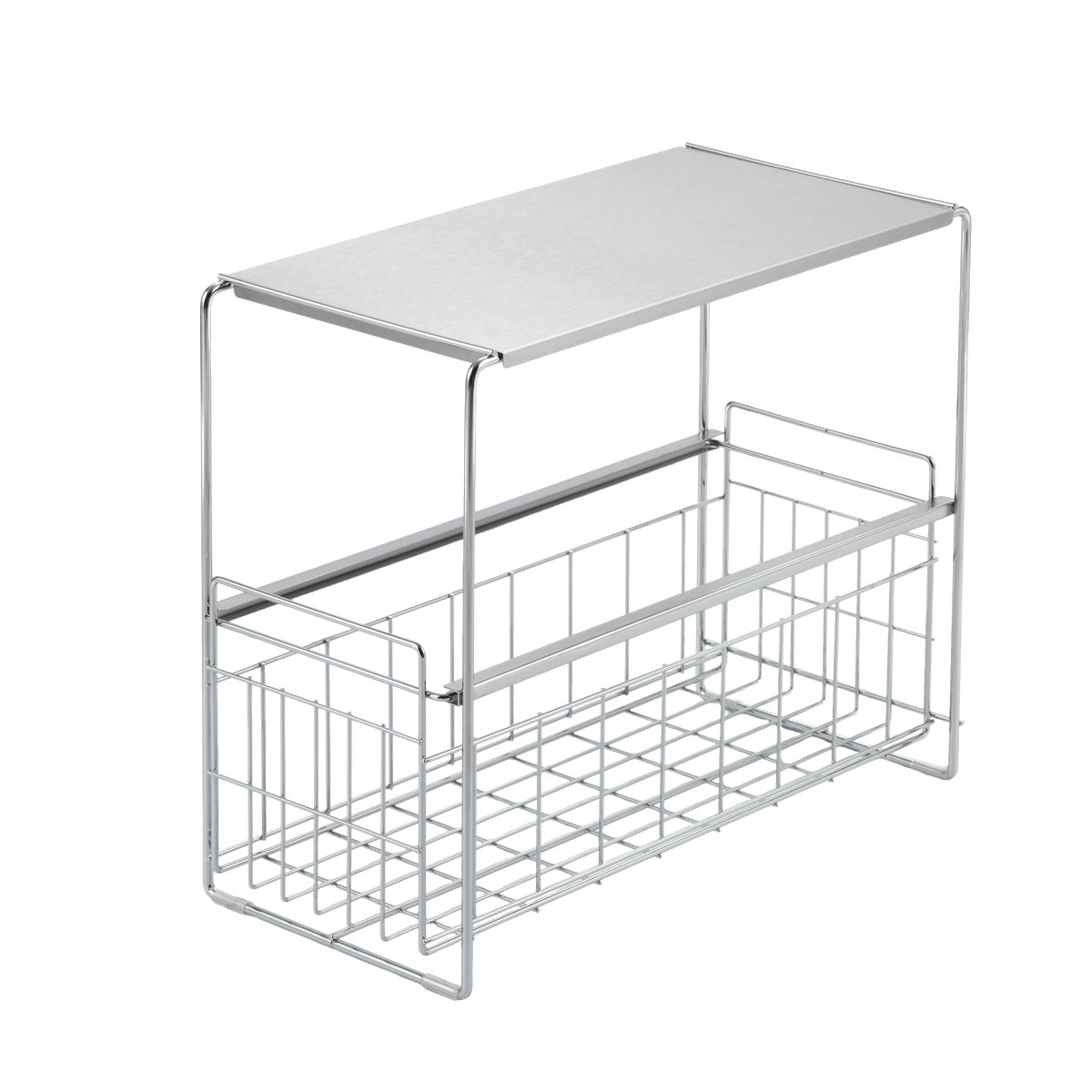 シンク下収納ラック スムーズに引き出せる シンク下 スライド収納 1段 幅20cm ( 引き出し付き スリム コンロ下 キッチンストッカー ステンレス スライドラック 隙間収納 引出し ワゴン キッチン 洗面所 収納 おしゃれ 日本製 )