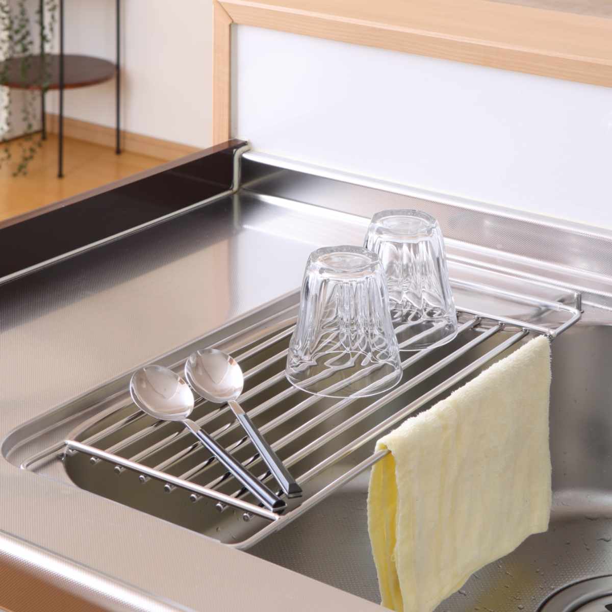 ☆地域限定送料無料☆工場整備品☆水切りシンク　幅1200 業務用 水切りラック しっかり頑丈サポートラック 奥行47cm Hi! （ 日本製