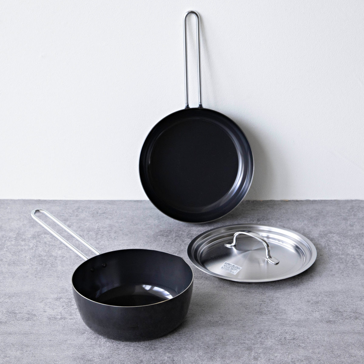 フライパン&いため鍋 鍋蓋 3点セット 18cm 20cm IH対応 シースタイル 鉄製 日本製 ( ガス火対応 炒め鍋 片手鍋 鉄鍋 鉄製フライパン 鉄のフライパン 蓋 フタ フライパン蓋18センチ コンパクト フライパン 20センチ 天ぷら鍋 )