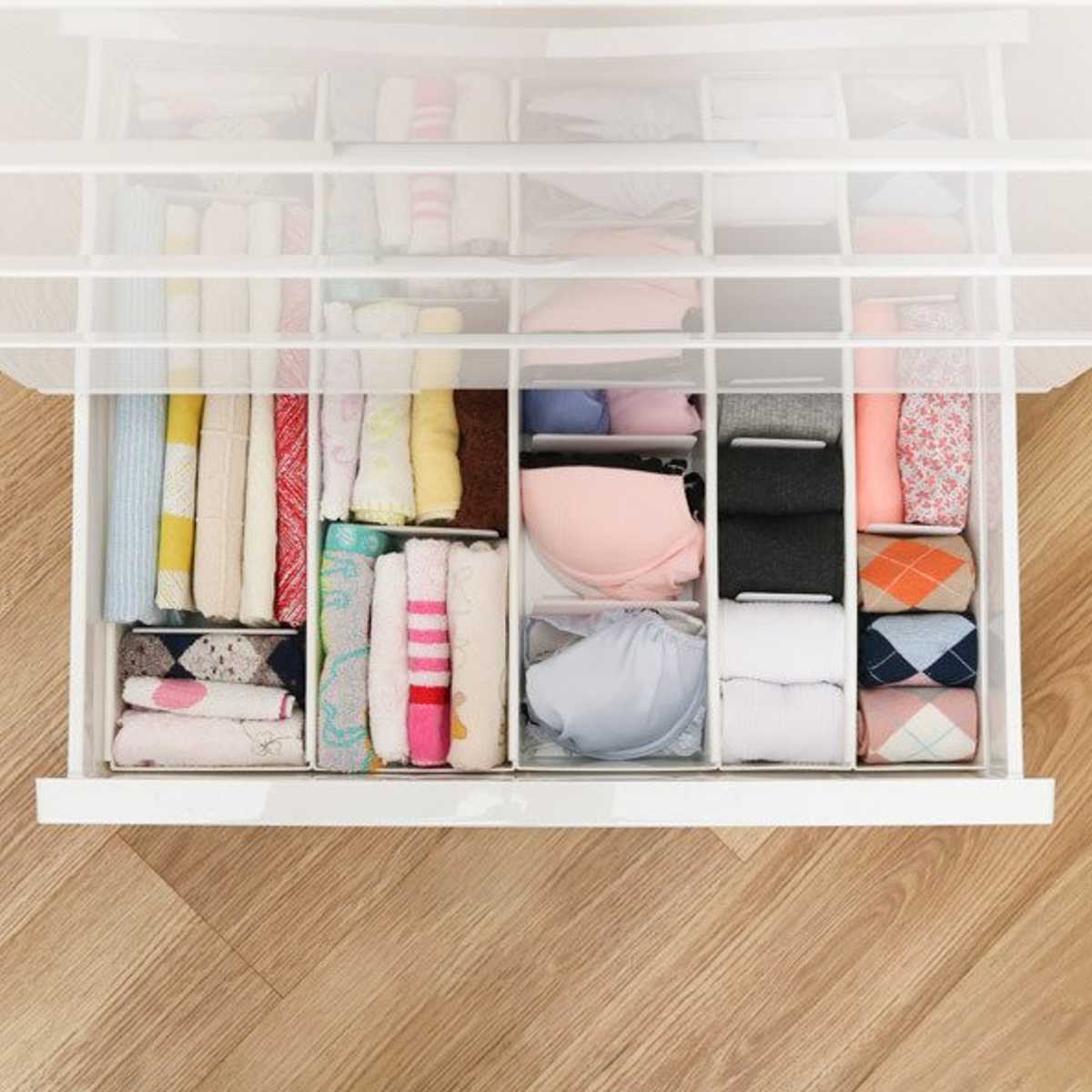 仕切りケース 幅14×奥行33×高さ9cm ランジェリー用 5個セット ( 小物収納 収納 引き出し 仕切り 収納ケース インナーケース 仕切りボックス プラスチック 間仕切り ケース 収納ボックス 間仕切りケース 引出し 整理整頓 ) 【ブラウン】 ブラウン