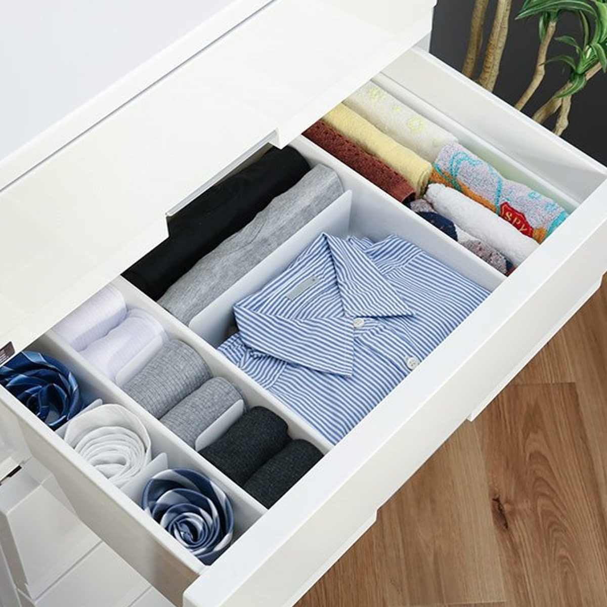 仕切りケース 幅14×奥行33×高さ9cm ランジェリー用 5個セット ( 小物収納 収納 引き出し 仕切り 収納ケース インナーケース 仕切りボックス プラスチック 間仕切り ケース 収納ボックス 間仕切りケース 引出し 整理整頓 ) 【ブラウン】 ブラウン