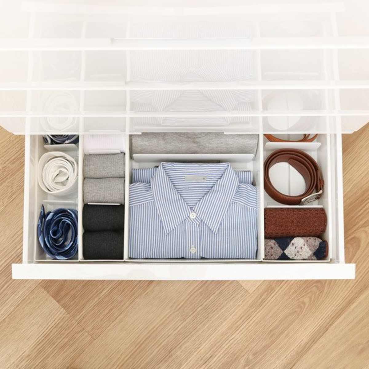 仕切りケース 幅14×奥行33×高さ9cm ランジェリー用 5個セット ( 小物収納 収納 引き出し 仕切り 収納ケース インナーケース 仕切りボックス プラスチック 間仕切り ケース 収納ボックス 間仕切りケース 引出し 整理整頓 ) 【ブラウン】 ブラウン