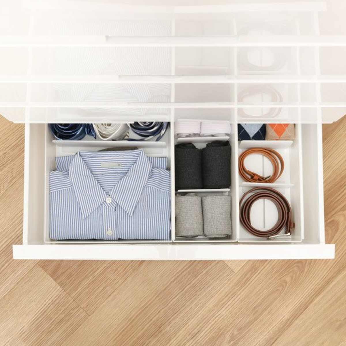 仕切りケース 幅14×奥行33×高さ9cm ランジェリー用 5個セット ( 小物収納 収納 引き出し 仕切り 収納ケース インナーケース 仕切りボックス プラスチック 間仕切り ケース 収納ボックス 間仕切りケース 引出し 整理整頓 ) 【ブラウン】 ブラウン