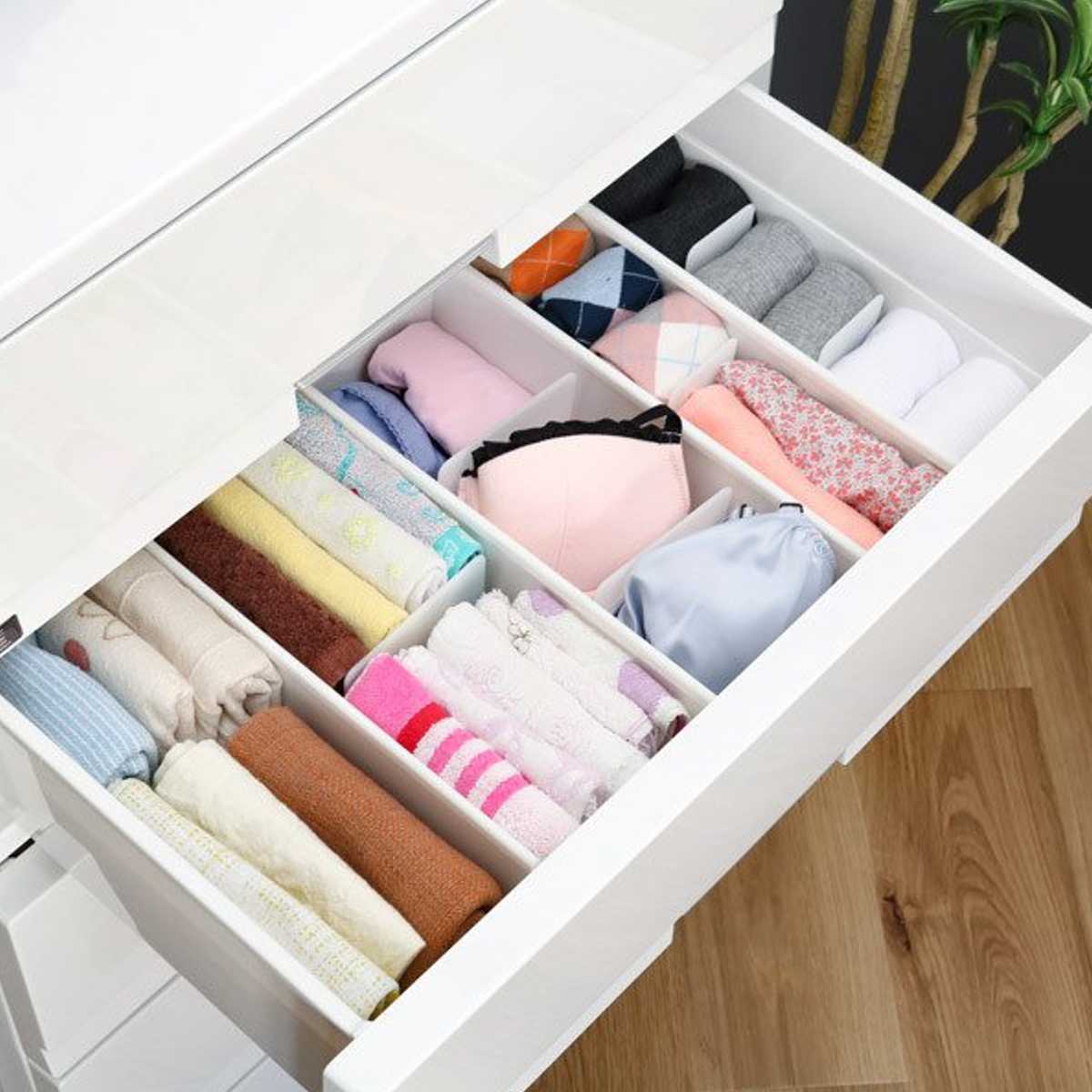 仕切りケース 幅14×奥行33×高さ9cm ランジェリー用 5個セット ( 小物収納 収納 引き出し 仕切り 収納ケース インナーケース 仕切りボックス プラスチック 間仕切り ケース 収納ボックス 間仕切りケース 引出し 整理整頓 ) 【ブラウン】 ブラウン