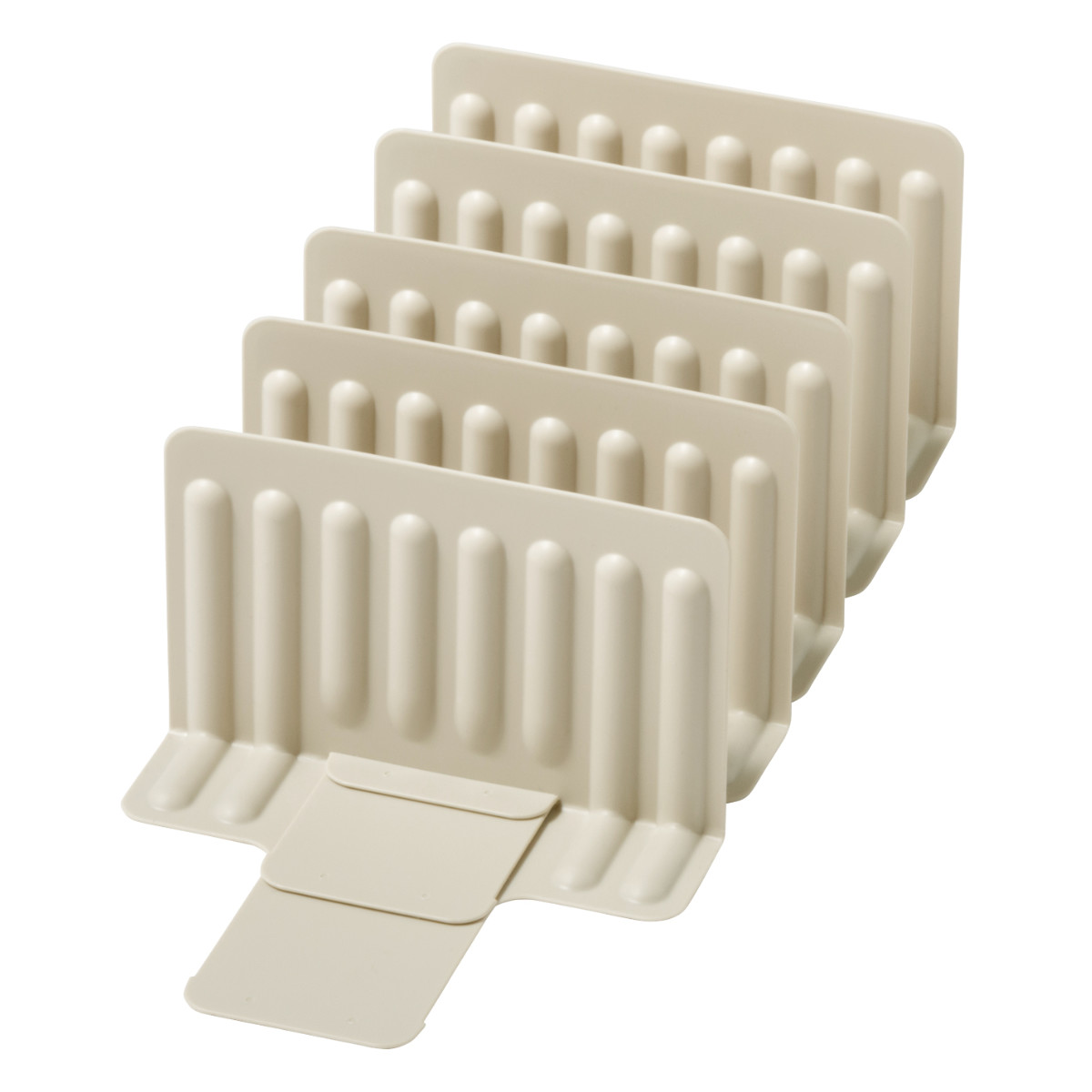 キッチン収納 冷凍庫スタンド 仕切り5枚組 ( 冷蔵庫収納 冷凍庫収納 整理ボックス 整理用品 お片付け キッチン 収納 冷蔵庫 冷凍庫 キッチン用品 キッチン雑貨 収納上手 仕切り板 小物収納 スライド 伸縮 庫内 立てて入れる 5枚 ) 【ホワイト】 ホワイト