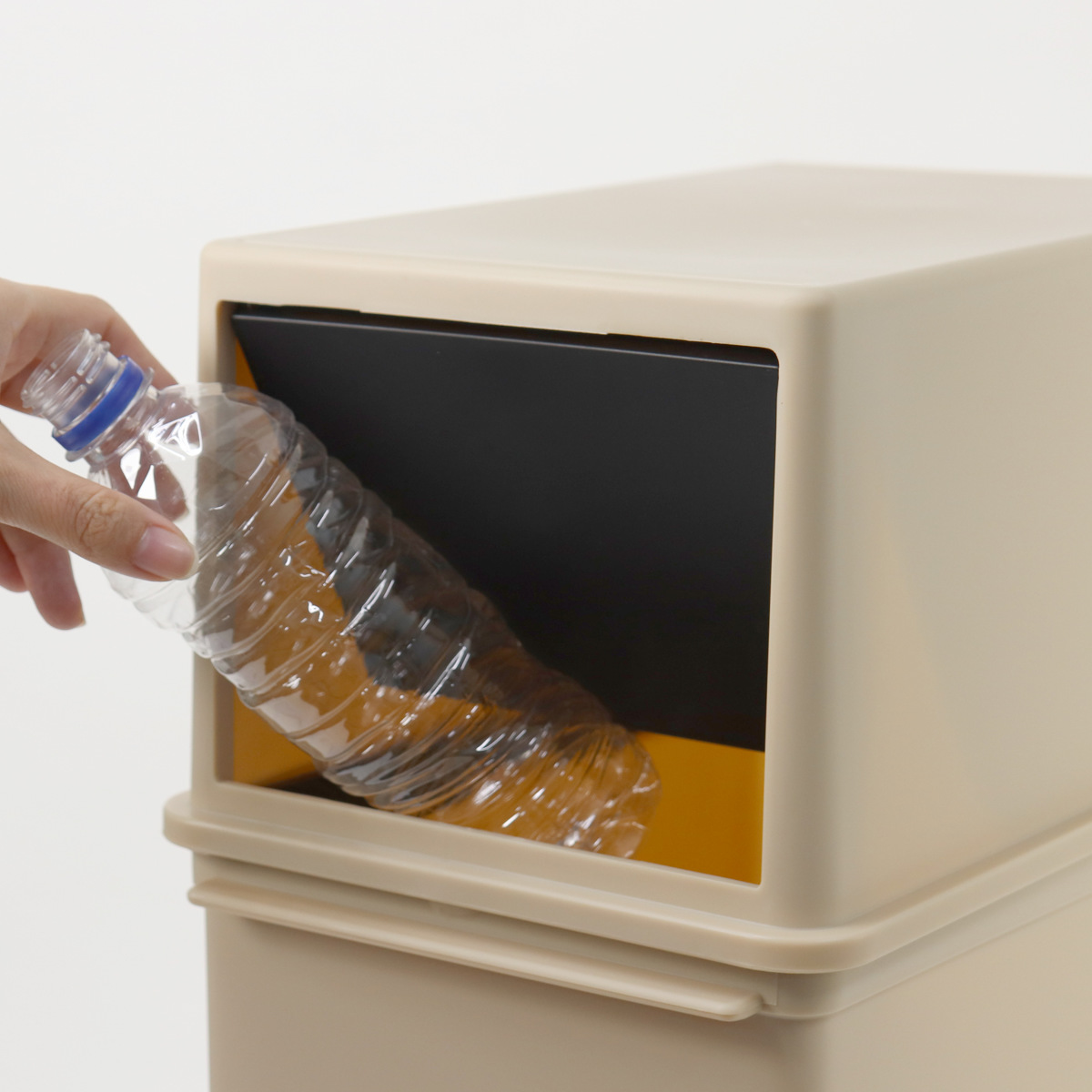 ゴミ箱 17L 浅型 同色2個セット カフェスタイル フロントオープン ( ごみ箱 17リットル ふた付き 小さめ 分別 コンパクト 積み重ねOK 幅24 スリム 棚下OK スタッキング 省スペース 袋 見えない 蓋付き ナチュラル 2個 セット ) 【モカ】 モカ