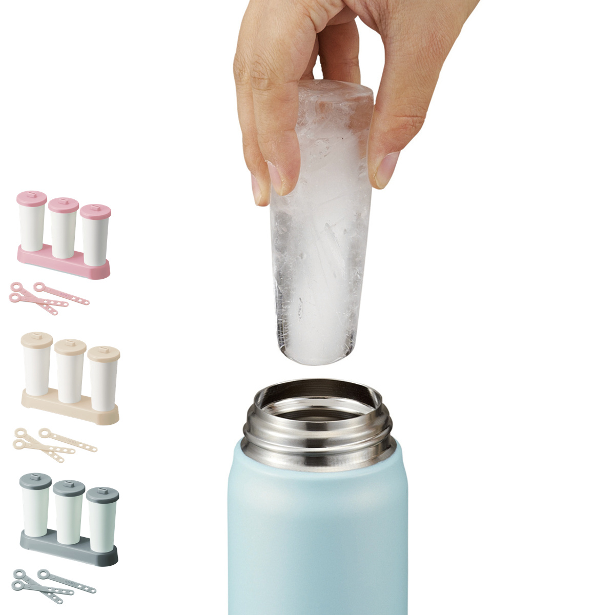 製氷皿 アイススタンド 氷柱 つらら アタリくじ付き （ 製氷器 氷 こおり 製氷 冷凍庫 アイスキャンディーメーカー 日本製 製氷カップ 製氷グッズ アイスボール 家飲み 宅飲み BAR 棒付き アイススティック 製氷型 アイストレー ） 【ベージュ】