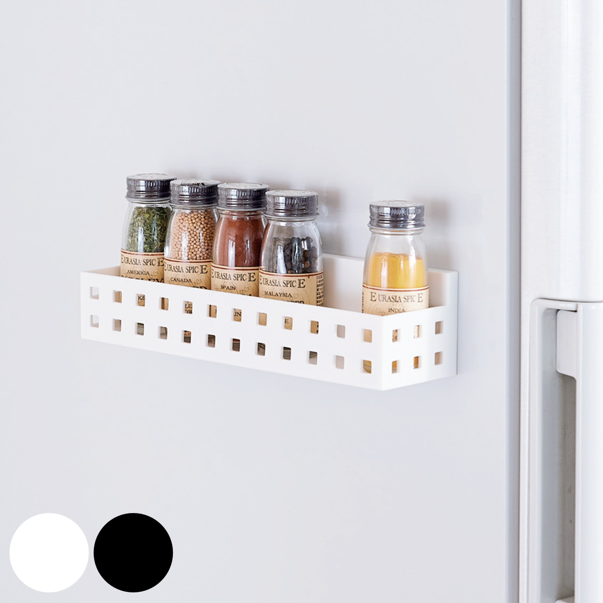 収納ラック マグネットスパイスラック マグオン ( キッチン収納 マグネット 調味料ラック スパイスラック Mag-On like-it 小物収納 小物入れ 小物ラック 調味料スタンド 冷蔵庫横 洗濯機横 収納 スタンド 整理 ライクイット ) 【ブラック】