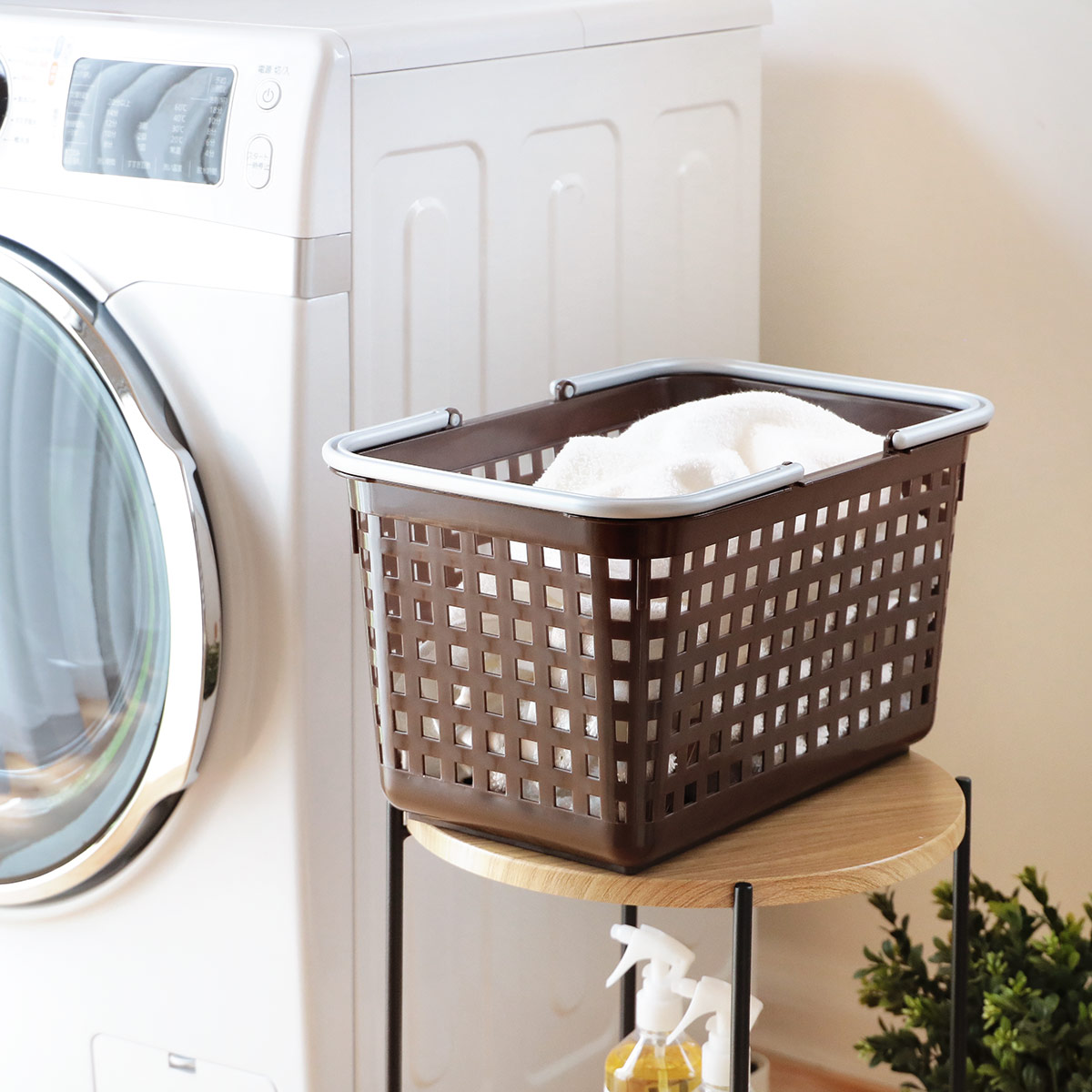 ランドリーバスケット スカンジナビア SCB-3 バスケット S ( 洗濯かご 脱衣かご ランドリーボックス ミニバスケット 洗濯 ランドリーラック 洗濯物入れ 洗濯カゴ 脱衣カゴ 脱衣籠 収納バスケット 持ち手付き 角型 日本製 ) 【クリア】 クリア