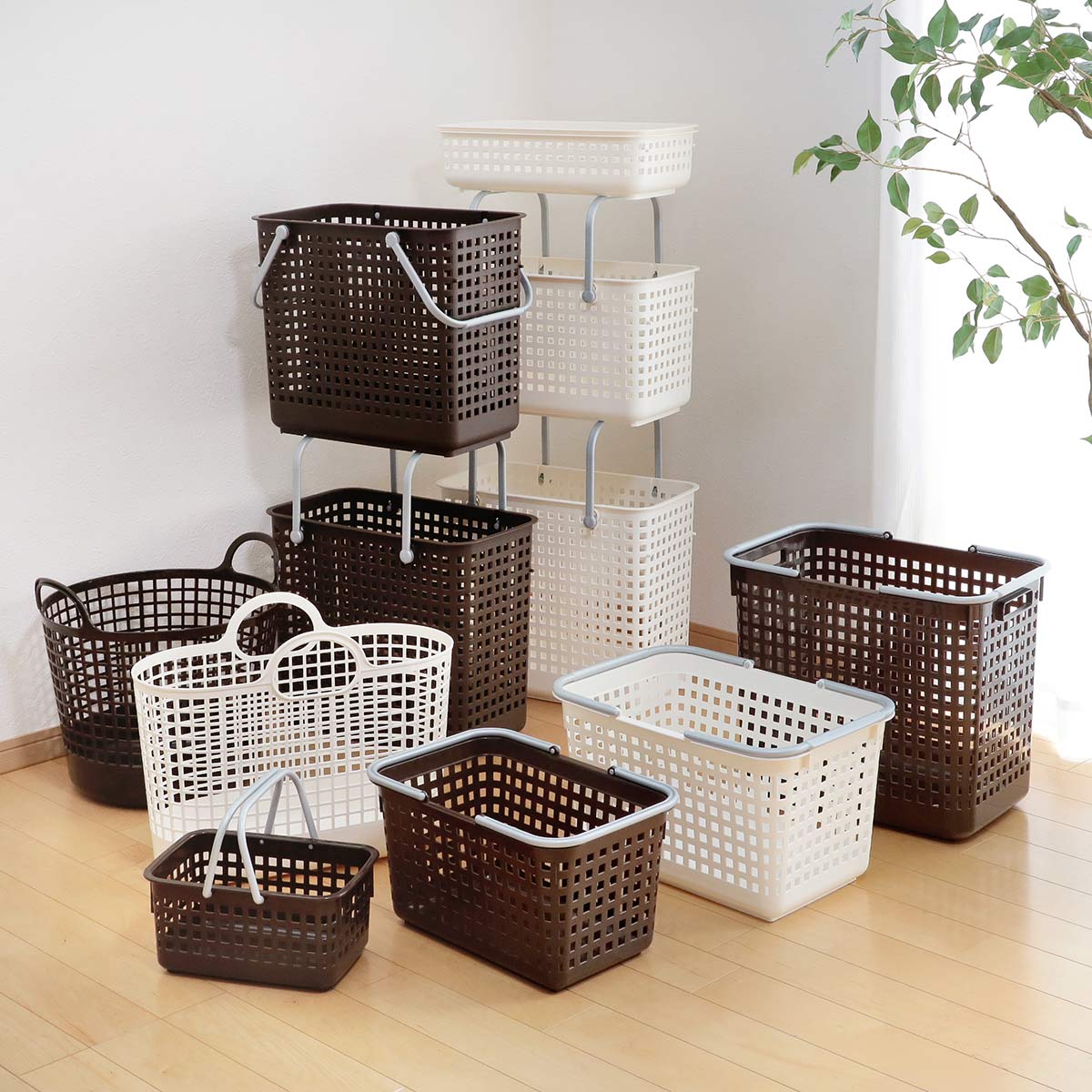 ランドリーバスケット スカンジナビア SCB-3 バスケット S ( 洗濯かご 脱衣かご ランドリーボックス ミニバスケット 洗濯 ランドリーラック 洗濯物入れ 洗濯カゴ 脱衣カゴ 脱衣籠 収納バスケット 持ち手付き 角型 日本製 ) 【クリア】 クリア