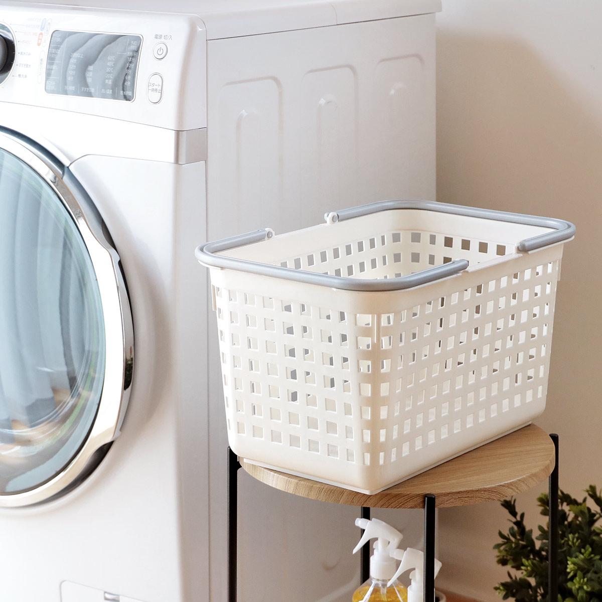 ランドリーバスケット スカンジナビア SCB-3 バスケット S ( 洗濯かご 脱衣かご ランドリーボックス ミニバスケット 洗濯 ランドリーラック 洗濯物入れ 洗濯カゴ 脱衣カゴ 脱衣籠 収納バスケット 持ち手付き 角型 日本製 ) 【クリア】 クリア