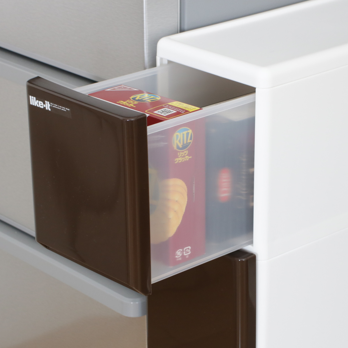 キッチンストッカー ラグドロワ 3段 スリム 光沢パネル 幅17cm ( 収納ストッカー キャスター付き ラスチック 収納ケース 隙間収納 ワゴン キッチン収納 引き出し 隙間 すき間 整理 片付け キッチン リビング 洗面所すき間収納 ) 【ホワイト】 ホワイト