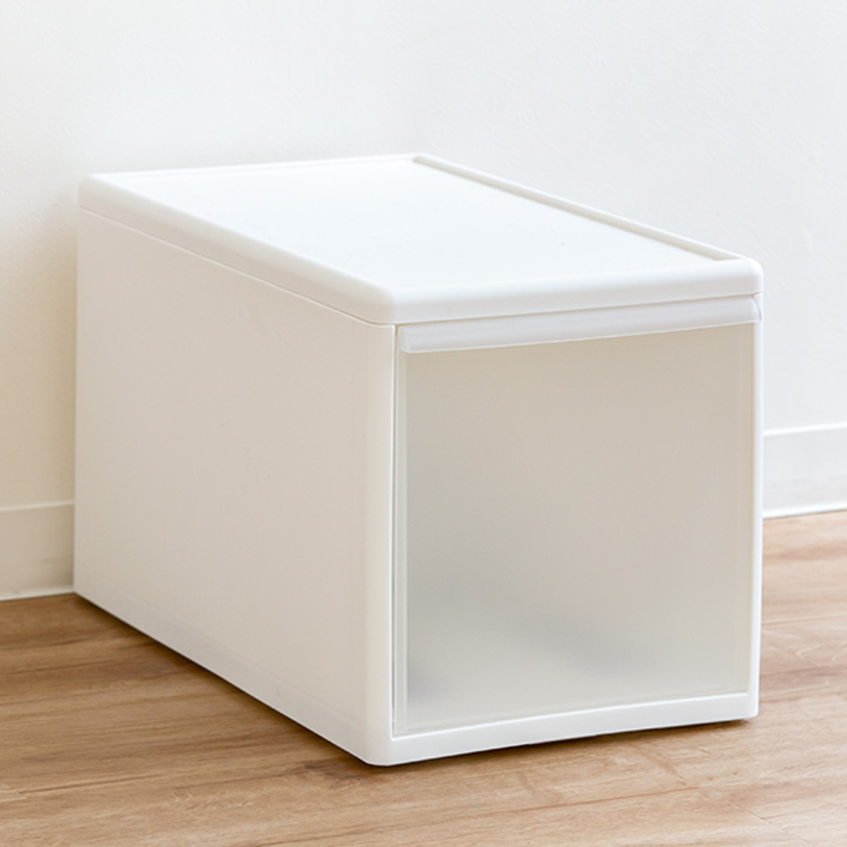 収納ケース ミディ L 幅26×奥行47×高さ28cm プラスチック 引き出し 収納 ( 収納ボックス 衣装 ケース ボックス 日本製 クローゼット収納 隙間収納 押入れ収納 キッチン 脱衣所 衣類 スタッキング 積み重ね 小物 リビング収納 ) 【ホワイト】 ホワイト