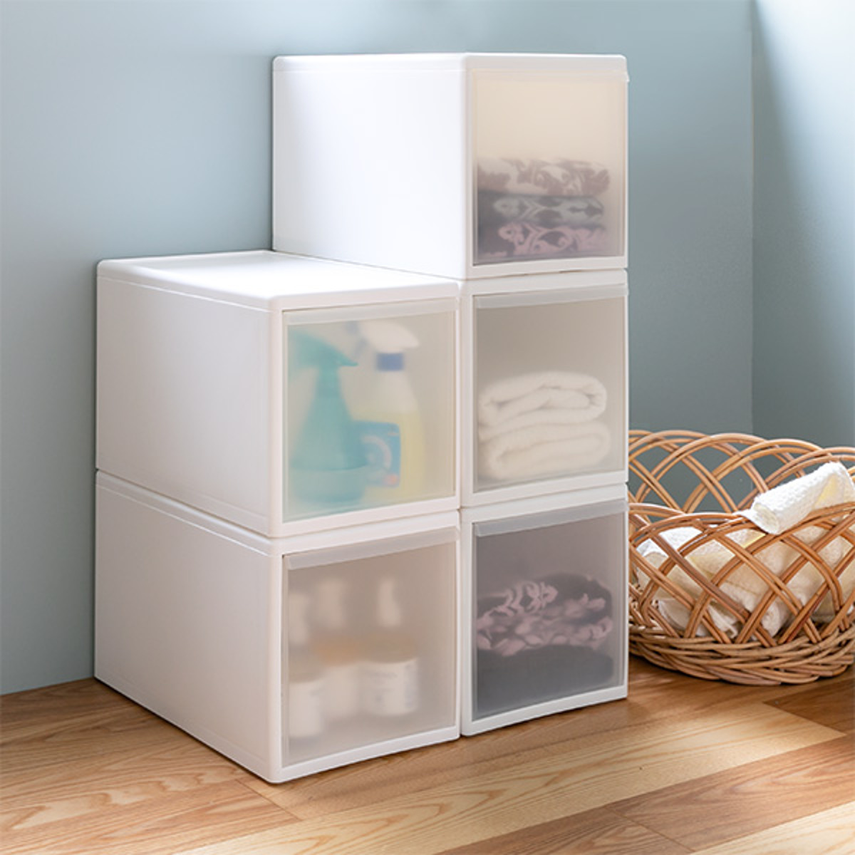 収納ケース ミディ L 幅26×奥行47×高さ28cm プラスチック 引き出し 収納 ( 収納ボックス 衣装 ケース ボックス 日本製 クローゼット収納 隙間収納 押入れ収納 キッチン 脱衣所 衣類 スタッキング 積み重ね 小物 リビング収納 ) 【ホワイト】 ホワイト