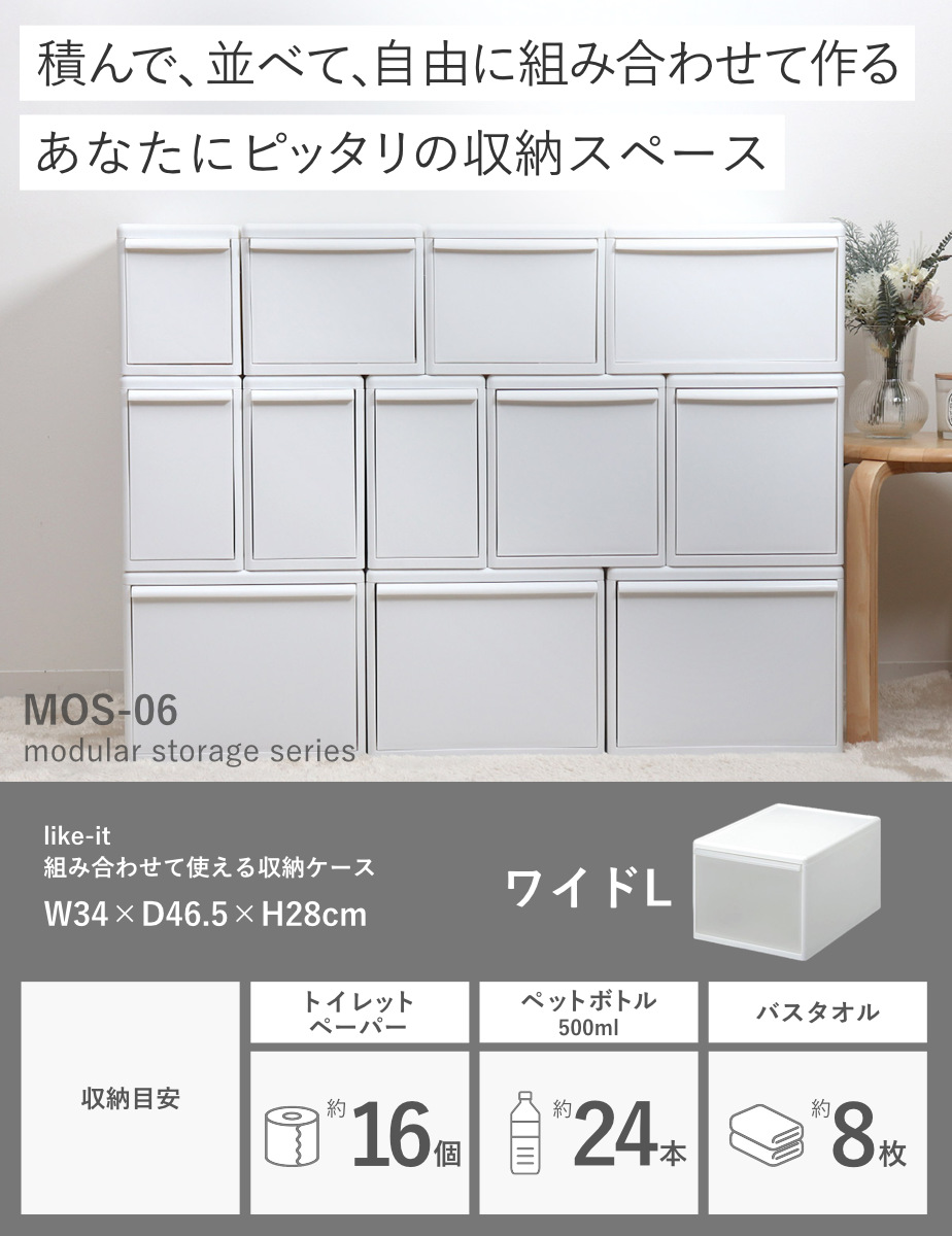 収納ケース ワイド L 幅34×奥行46.5×高さ28cm プラスチック