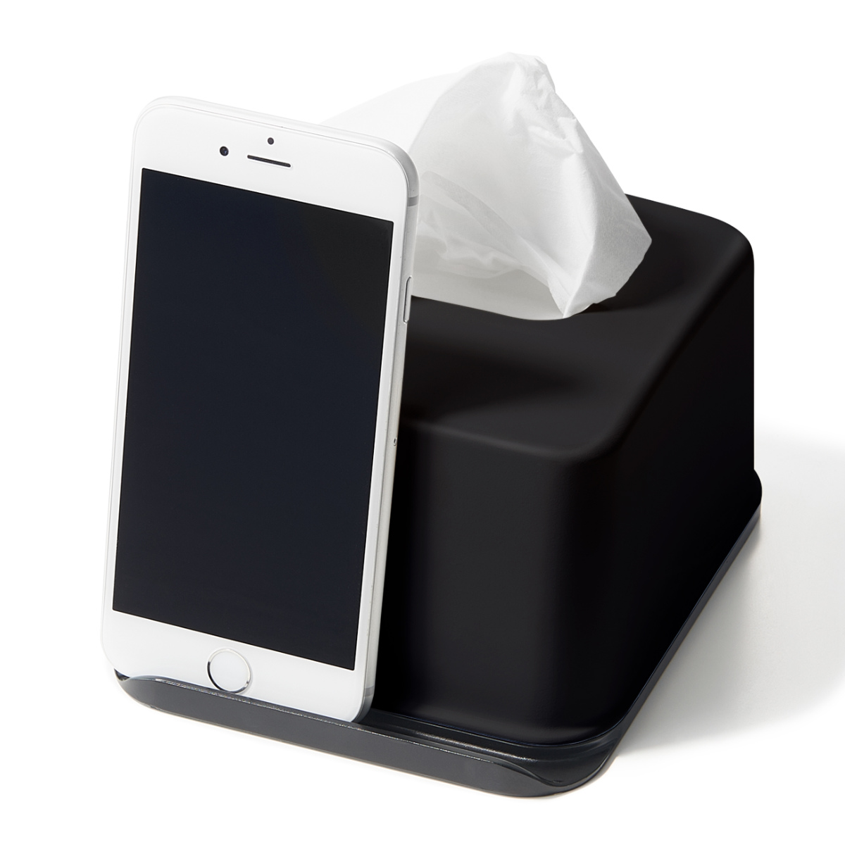 ティッシュケース 再生材 ハーフティッシュボックス スマホスタンド ( ティッシュ ハーフ ハーフサイズ スマホ スタンド 便利 収納 節約 コンパクト リビング キッチン 洗面所 再生プラスチック エコ インテリア 卓上 ) 【グレー】 グレー