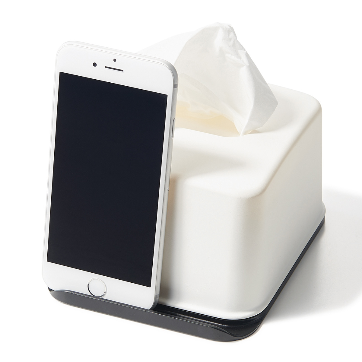 ティッシュケース 同色4個セット 再生材 ハーフティッシュボックス スマホスタンド ( ティッシュ ハーフ ハーフサイズ スマホ スタンド 便利 収納 節約 コンパクト リビング キッチン 洗面所 再生プラスチック インテリア 卓上 ) 【ホワイト】 ホワイト