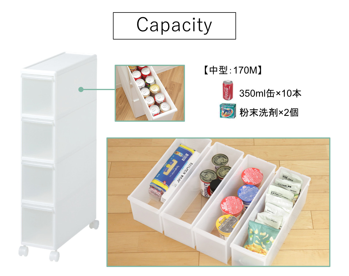 キッチンストッカー スリムストレージ トールストッカー 幅17cm 4段 TS-4 ( キャスター付き ストッカー スリム 収納ストッカー キッチン収納 隙間収納 17cm スリムストッカー すきま すき間 キッチン 収納 スリムキッチンラック )