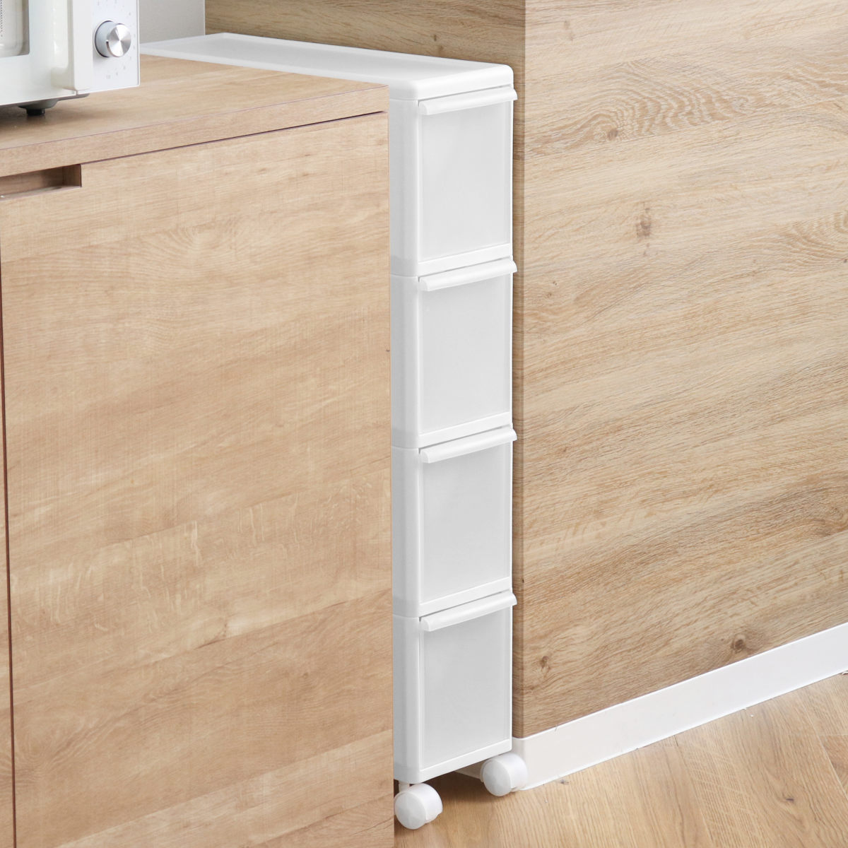 キッチンストッカー スリムストレージ トールストッカー 幅17cm 4段 TS-4 ( キャスター付き ストッカー スリム 収納ストッカー キッチン収納 隙間収納 17cm スリムストッカー すきま すき間 キッチン 収納 スリムキッチンラック )