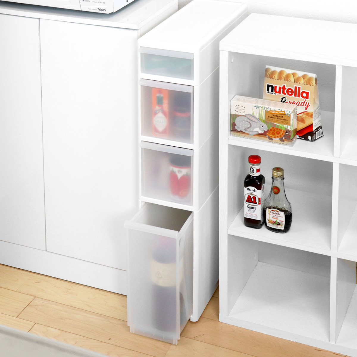 キッチンストッカー スリムストレージ トールストッカー 幅17cm 4段 TS-121 ( ストッカー スリム 収納ストッカー キッチン収納 隙間収納 17cm スリムストッカー すきま すき間 キッチン 収納 スリムキッチンラック 四段 )