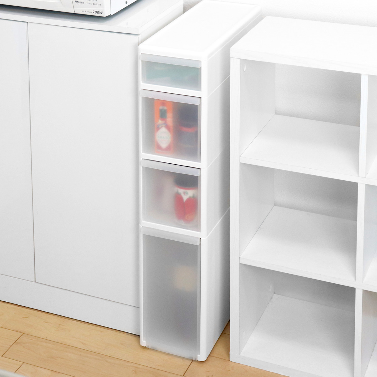 キッチンストッカー スリムストレージ トールストッカー 幅17cm 4段 TS-121 ( ストッカー スリム 収納ストッカー キッチン収納 隙間収納 17cm スリムストッカー すきま すき間 キッチン 収納 スリムキッチンラック 四段 )