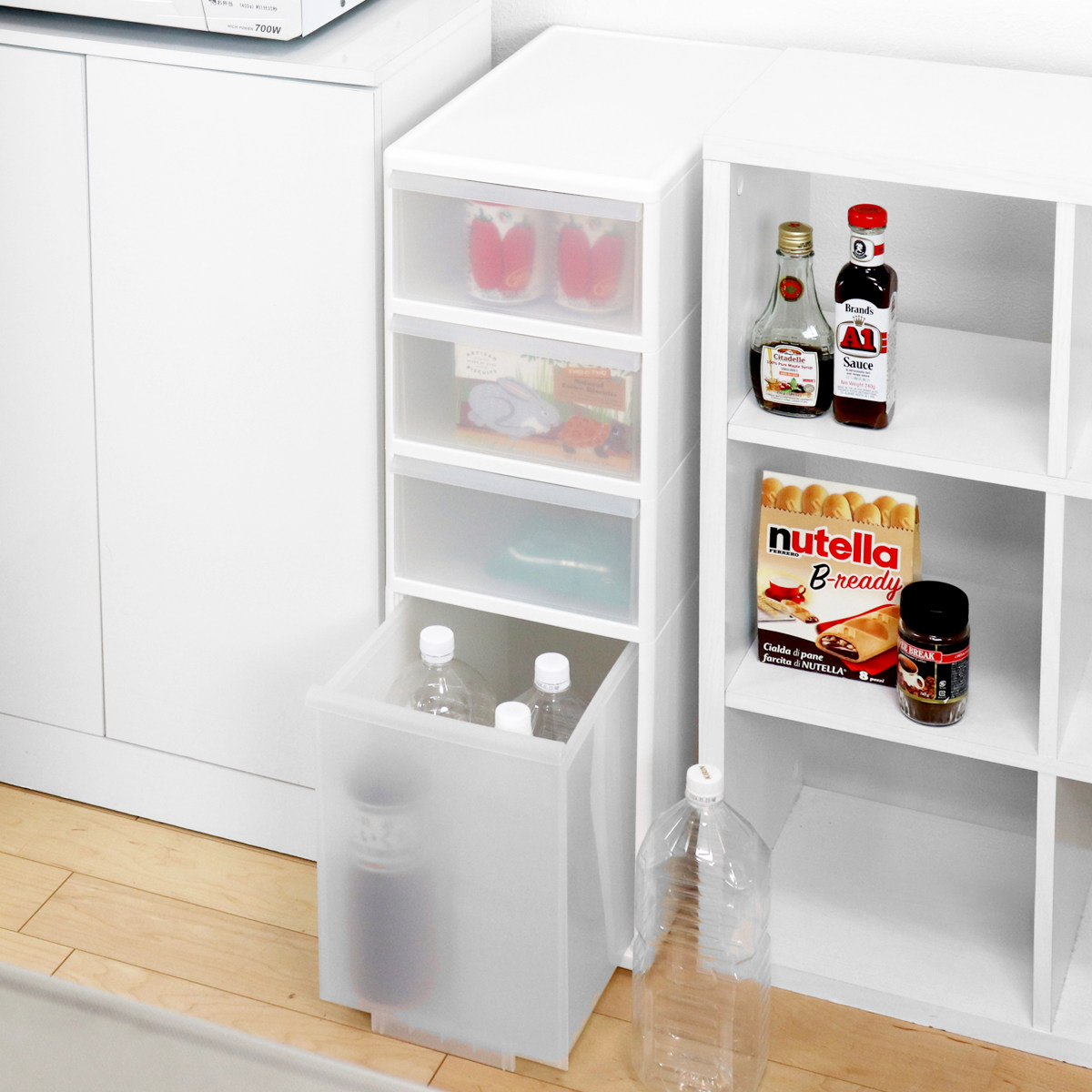 キッチンストッカー スリムストレージ ミディストッカー 幅25.5cm 4段 MS-103 ( ストッカー スリム 収納ストッカー キッチン収納 隙間収納 25.5cm スリムストッカー すきま すき間 キッチン 収納 スリムキッチンラック 三段 )