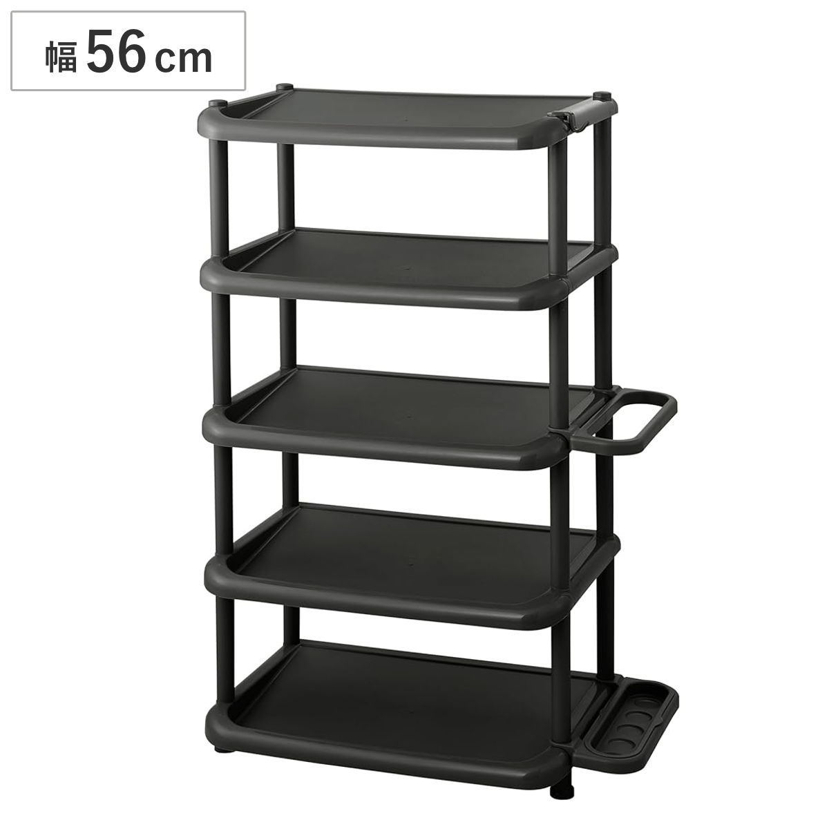 シューズラック 5段 ワイド （ 靴 収納 ラック 下駄箱 靴箱 オープンラック 傘立て 玄関 コンパクト おしゃれ 軽量 日本製 シューズ 傘 インテリア ディスプレイ シンプル ブラック 折りたたみ傘 フック付き ）