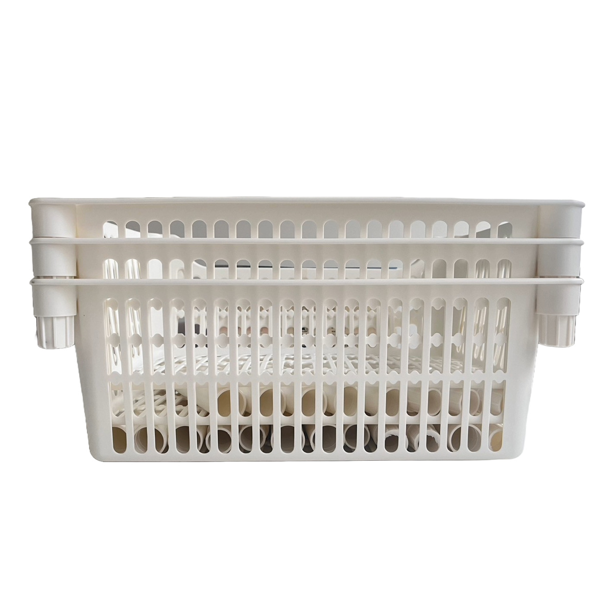 ランドリーバスケット 3段 シルキーバスケット ( スリム ランドリー バスケット 収納 日本製 洗濯カゴ 脱衣カゴ ランドリー収納 組立て簡単 隙間収納 ホワイト )