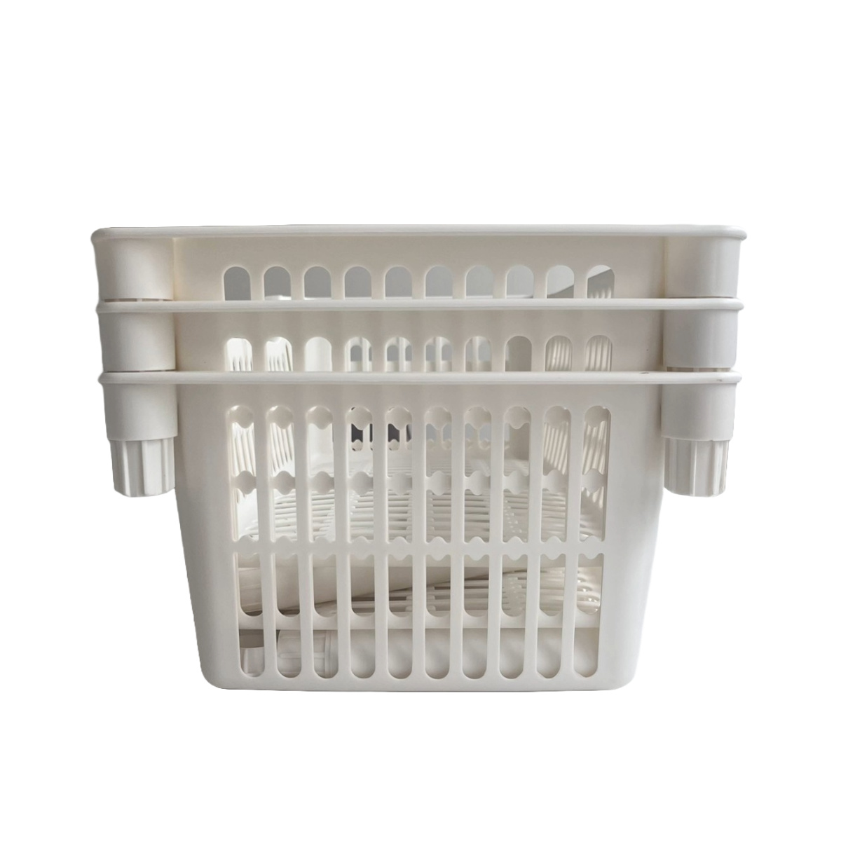 ランドリーバスケット 3段 シルキーバスケット ( スリム ランドリー バスケット 収納 日本製 洗濯カゴ 脱衣カゴ ランドリー収納 組立て簡単 隙間収納 ホワイト )