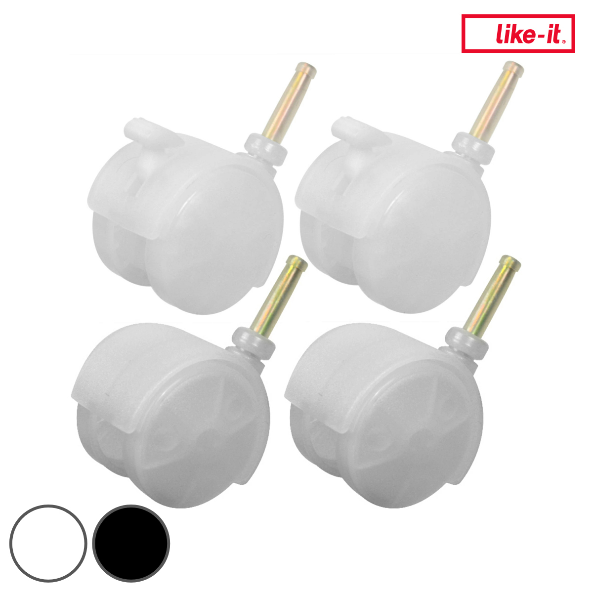 ライクイット専用 キャスター ストッパー付き CS-P9 （ 収納ケース 引き出し 対応 部品 パーツ キャスターのみ 差し込み式 4個入り リビング 収納ボックス キッチン ランドリー クローゼットシステム ） 【ブラック】