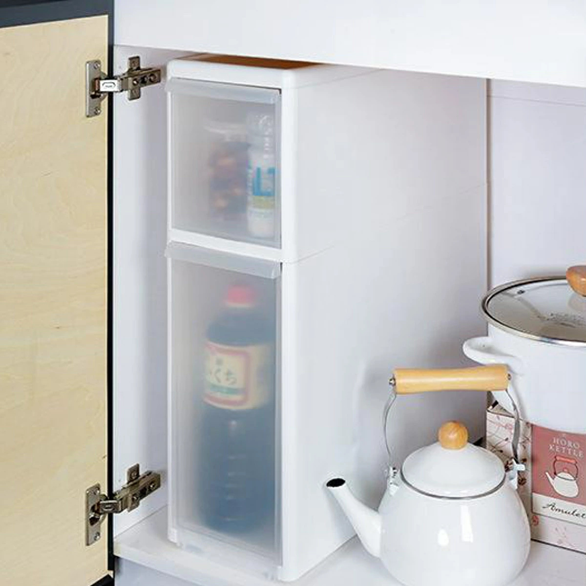 ストッカー ユニット ミドル 170DM スリムストレージ用 高さ28.5cm 幅17cm ( キッチン収納 隙間収納 スリム ラック サニタリー プラスチック製 シンク横収納 すき間収納 洗面所 脱衣所 キッチン 収納 パーツ カスタマイズ )