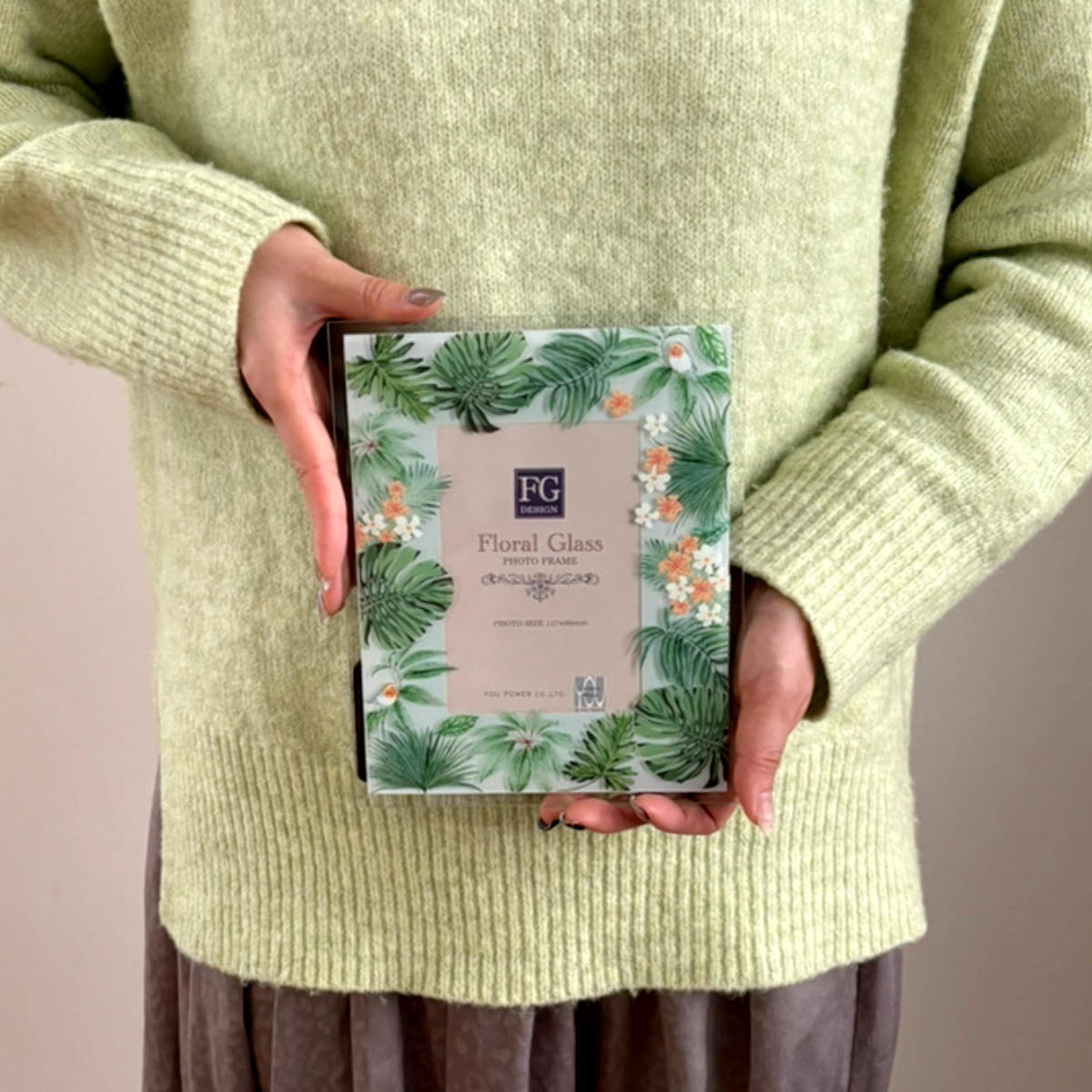 フォトフレーム FGデザイン L判 ボタニカル ガラス ( フォトスタンド 写真立て 写真たて 写真入れ フォト フレーム スタンド 縦横 水彩画 フラワー l判 写真フレーム アートフレーム 卓上 おしゃれ かわいい プレゼント お祝い ) 【ネイチャーイエロー】 ネイチャーイエロー