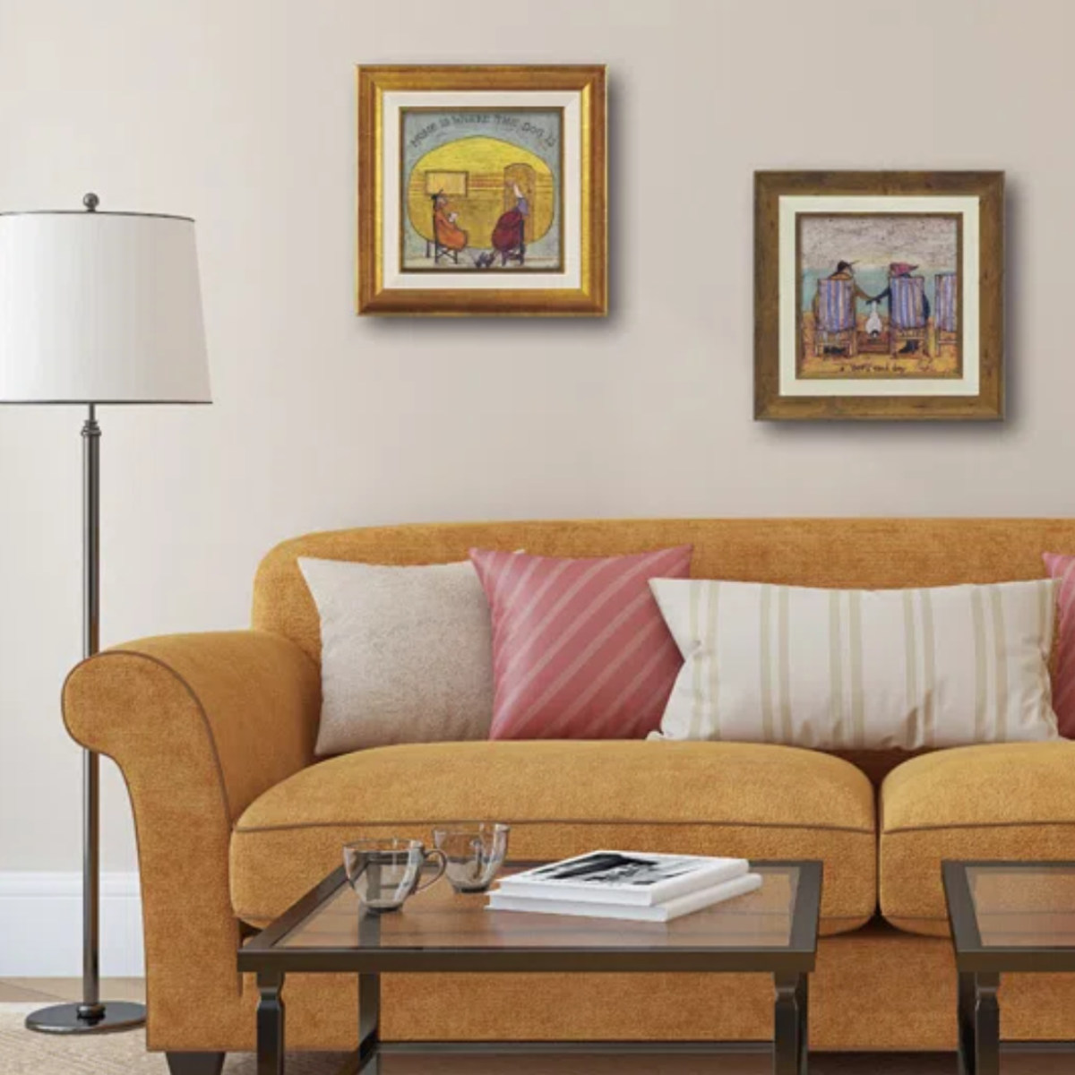 アートパネル サムトフト 23.5×23.5cm ゴールド ( 絵画 絵 アート インテリア 額 額入り 壁掛け 犬 動物 虹 ポスター アートフレーム アートポスター ウォールアート パネル 額付き 額縁 正方形 スクエア 壁飾り リビング ) 【うまくいくさ】 うまくいくさ