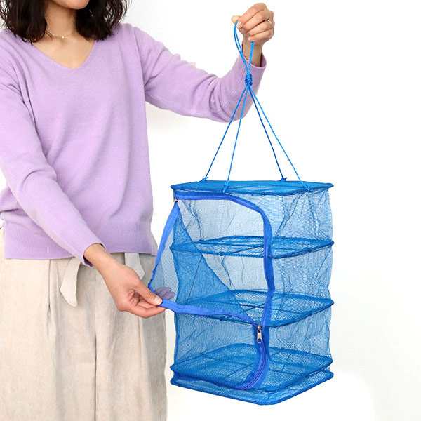 万能干しかご 3段 S 25x25x45cm ( ほしかご 干しかご 乾物ネット 干し網 一夜干し 干物 野菜干し ドライフルーツ 防虫 天日干し 虫除けネット 虫よけネット 折り畳み )