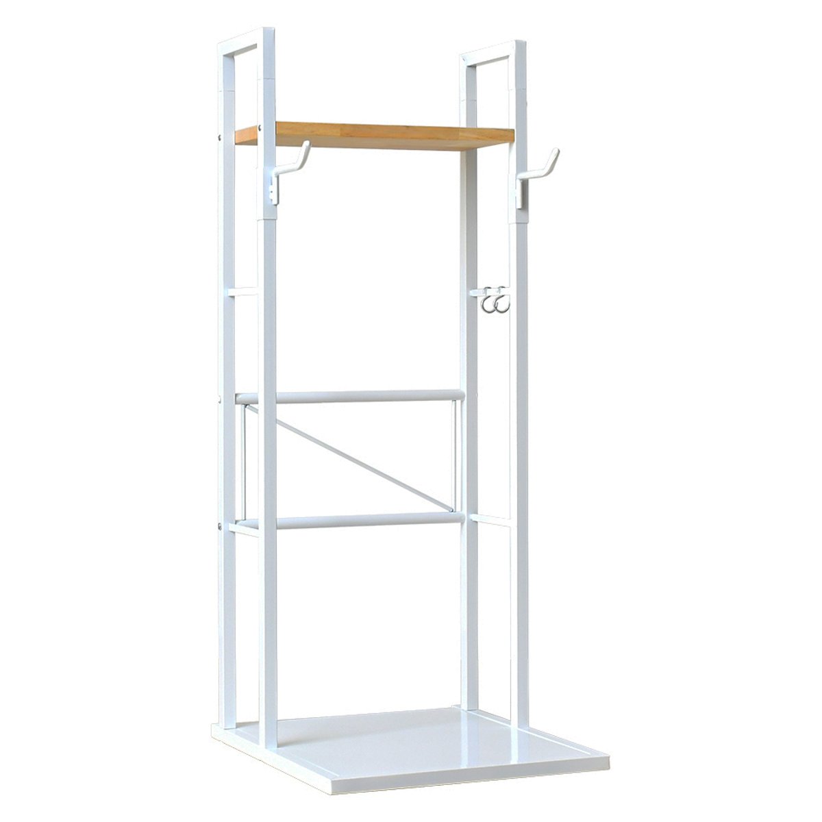 自転車スタンド 1台用 日本製 天然木 スチール 室内用 賃貸 ( サイクルスタンド サイクルラック ディスプレイ 1台 棚付 コレクション 転倒防止 盗難防止 室内 収納 ラック ホワイト ブラック ) 【ホワイト】 ホワイト