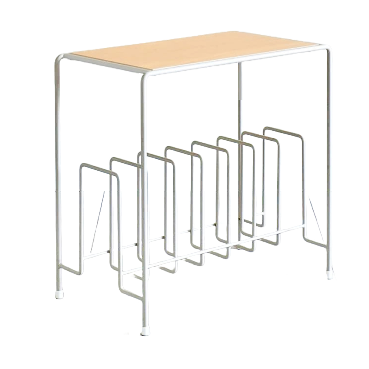 サイドテーブル 高さ45cm マガジンラック付き 木製 日本製 ( ミニテーブル テーブル スリム スチール ソファサイド ベッドサイド 収納 本 雑誌 ナイトテーブル コーヒーテーブル カフェテーブル ベッドテーブル ) 【グレージュ】 グレージュ