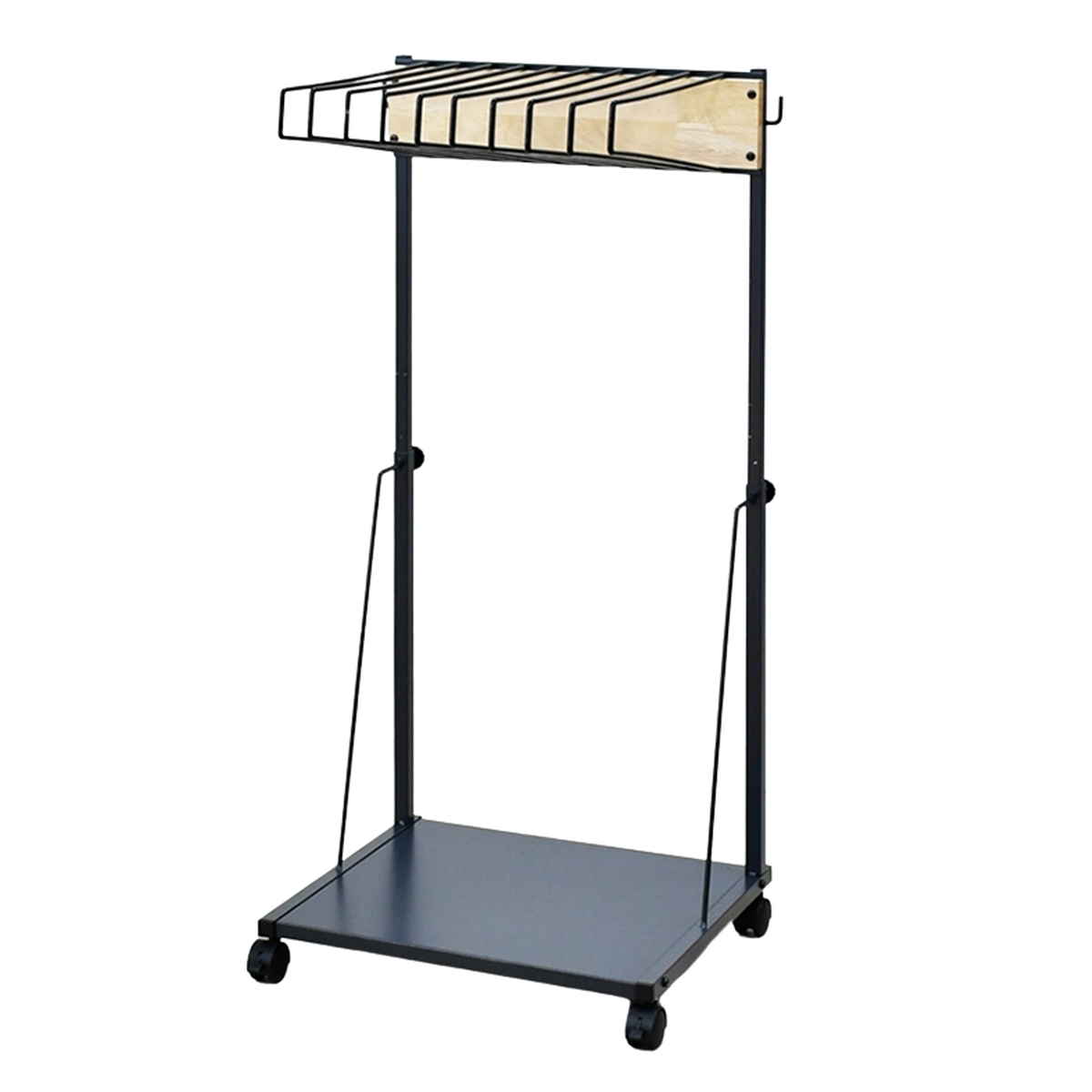 ジーンズハンガー 高さ伸縮 10本掛け 幅49cm キャスター付 棚付き 日本製 ( スラックスハンガー ラック ジーンズ ジーパン Gパン 収納 伸縮式 ハンガー ズボンハンガー パンツハンガー 伸縮 クローゼット収納 押入れ収納 )