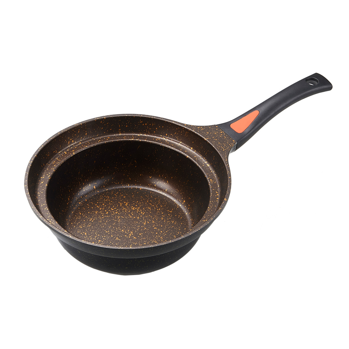 鍋型フライパン IH対応 24cm ゴールドマーブル 深型 ( ガス火対応 深型フライパン 片手鍋 炒め鍋 いため鍋 ディープパン 片手なべ 調理鍋 オール熱源対応 )