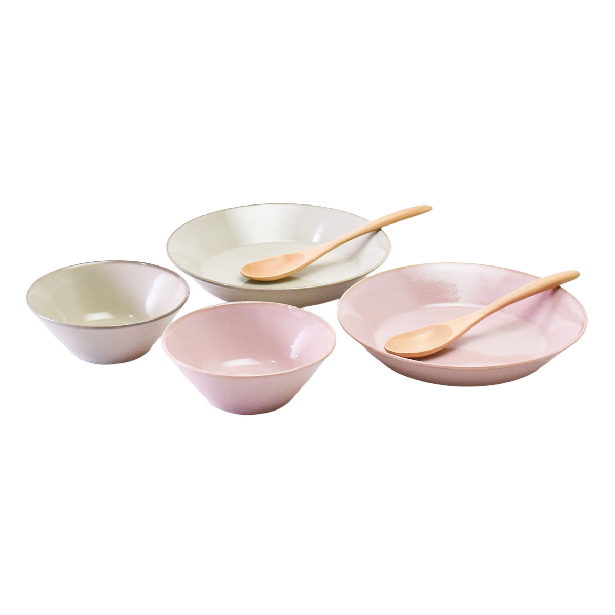 プレート ナチュラルカラー ペアセット 6点セット ( スプーン付き 美濃焼 電子レンジ対応 食洗機対応 日本製 磁器 ボウル 鉢 深型 皿 お皿 食器 ペア 2人用 おしゃれ ナチュラル 北欧風 和モダン )