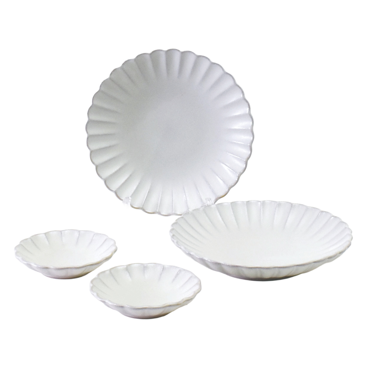 皿 ぎんはく 花皿 4点セット ( 食洗機対応 電子レンジ対応 瀬戸焼 陶器 日本製 9cm 16cm プレート お皿 食器 花びら 和食器 花型 花 おしゃれ )