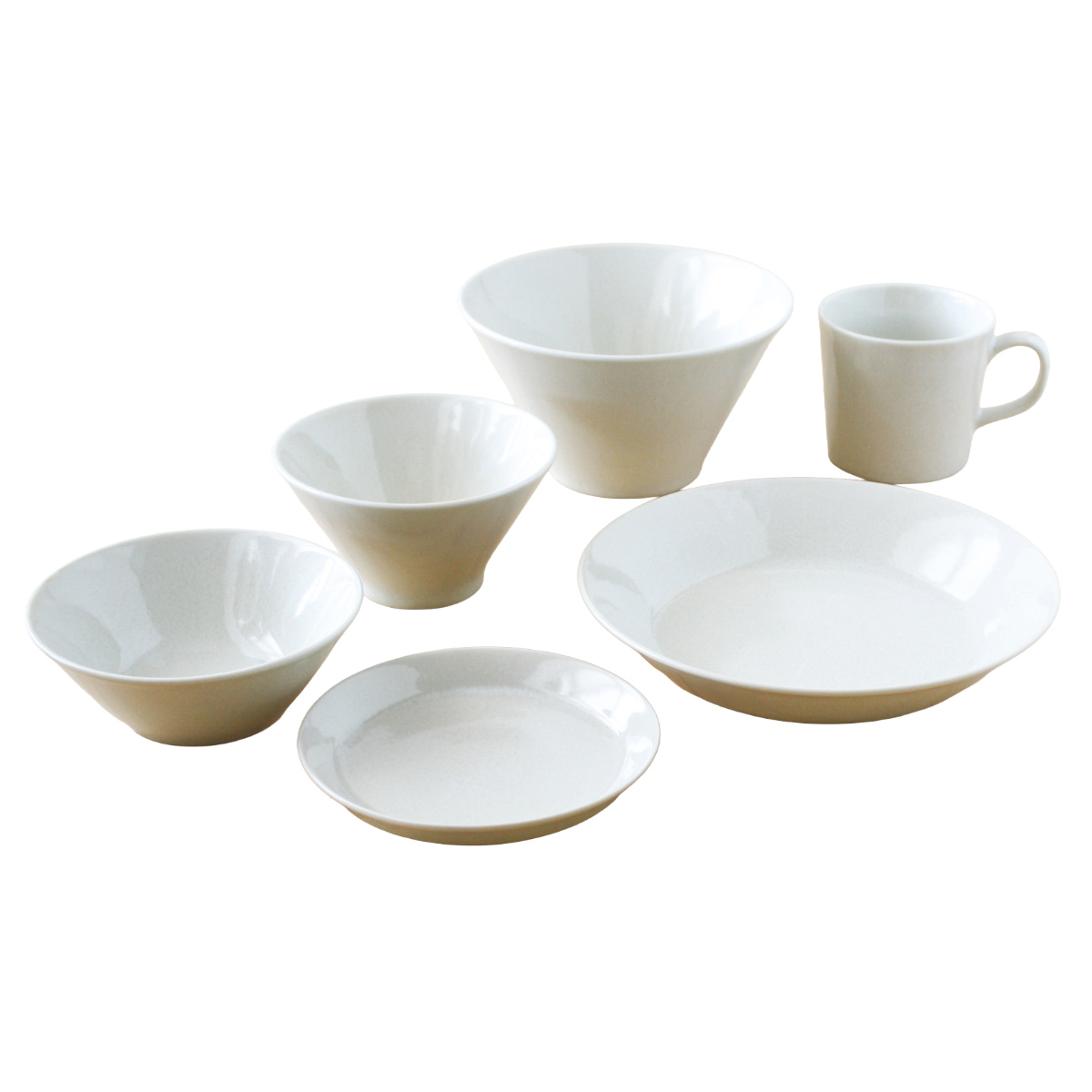 ナチュラル 美濃焼食器 6点セット ( 食洗機対応 電子レンジ対応 美濃焼 磁器 日本製 プレート 皿 お皿 ボウル 鉢 器 うつわ マグカップ 食器 北欧 シンプル おしゃれ ) 【アイボリー】 アイボリー