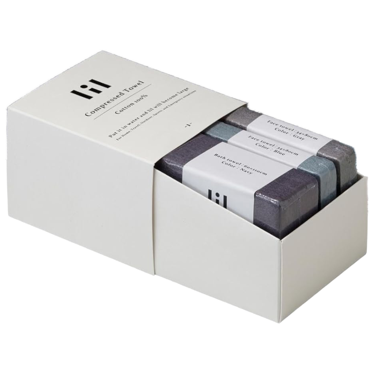 タオルセット バスタオル×1 フェイスタオル×2 圧縮タオルセット リル ( タオル セット ギフト 3枚セット 圧縮 防災 アウトドア 綿100% デイリータオル 防災グッズ 持ち運び 旅行 日常使い 新生活 無地 おしゃれ )