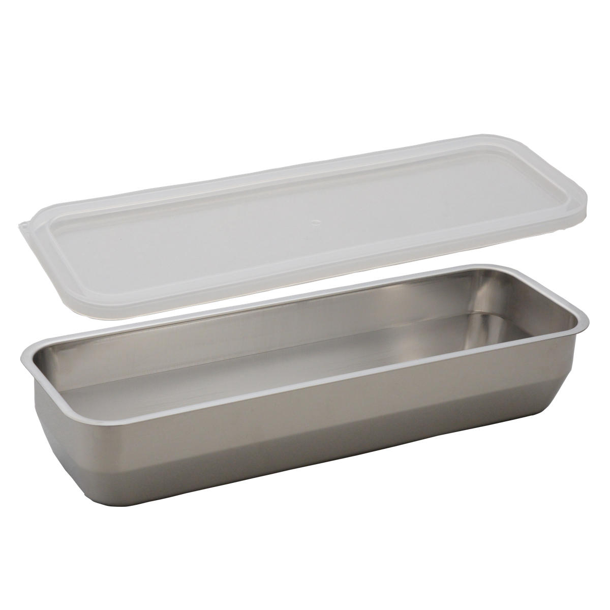 お料理はかどる蓋付き角バット 1/2スリムサイズ 角型 ステンレス 日本製 ( キッチン バット 蓋 セット 料理 調理 ケース 容器 18-8ステンレス 角バット ステンレスバット 深型 フタ付き 使いやすい 丈夫 )